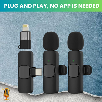 FRONY K9Dual Wireless Microphone Plug& Bluetooth Collar Mic forLive Stream/YoutubeC36 Microphone