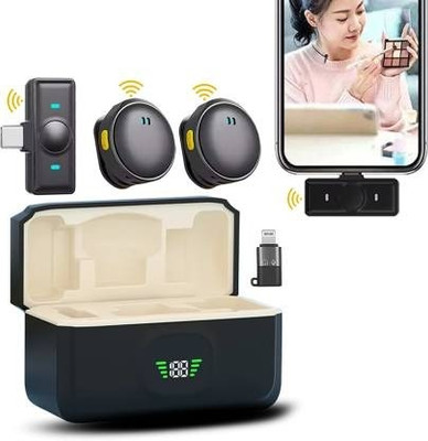 Foxne Point Q8 Dual Wireless Mic with Charging Case for Youtube Video Recording Microphone Microphone