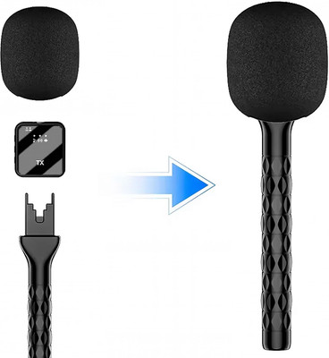 MOOZMOB Microphone Handheld Stick with Noise-Cancelling Wireless Mic for Interviews Vlog Youtube Video Recording Microphones(Black)