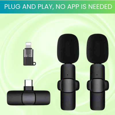 Clairbell K9 Dual (Wireless Microphone) With Bluetooth Mic & Plug for Vlogging/YouTubG166 Microphone