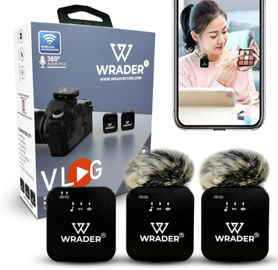 WRADER Wireless Mic with Noise Reduction for Cameras, PC, Laptops, Mobile, GoPro, DSLR Microphone