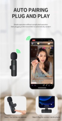 Clairbell CN-Wireless Microphone For Phone K9 Live Shows Interviews Vlogs Microphone