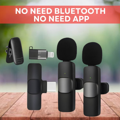 GUGGU K9 Dual (Wireless Microphone) Plug & Collar Mic for Live Stream/Vlogging E199 Microphone