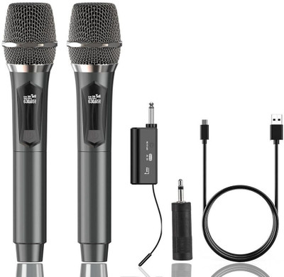 Mocking Bird Dual Wireless Microphone Handheld Cordless Mic w/ Receiver for Singing Karaoke Microphone