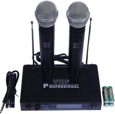 Adiohub Professional Microphone -Dual UHF Band, Wireless, Handheld, 2 MICS w/ Microphone