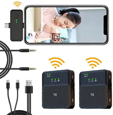 WRADER Dual Mic with Noise Reduction for DSLR Camera, Laptop, Speaker, Mobile Wireless Microphone