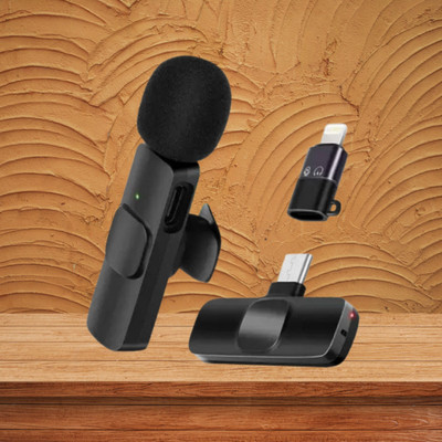 Clairbell K8 Wireless Microphone Receiver With Recording Clip Mic for Vlogging/YouTubeS44 K8 Wireless Microphone Receiver With Recording Clip Mic for Vlogging/YouTubeS44(Black)