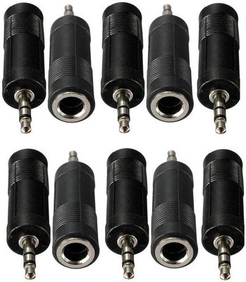 BALRAMA Microphone 6.35mm Female to 3.5mm Male Audio Connector Adapter Reducer Converter Gaming Adapter(Black, For PC)