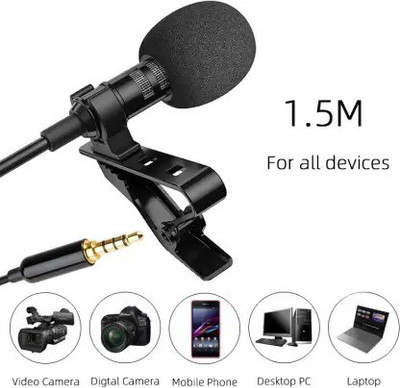 LIVIK 1.5m Mini Portable 3.5mm Lavalier Mic For (Youtube Video), Wired Collar Microphone