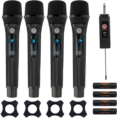 Digimore D-360 Black UHF 4 Wireless Microphone for Singing Karaoke Parties Microphone