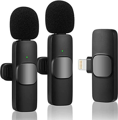 GLICXOY K9 Wireless Dual Microphone Mic for iPhone & Type C Mobile Youtubers, Vloggers Microphone(Black)