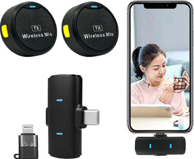 MOBIZAC Round Wireless Mic Noise Reduction for Youtubers Vlogger Video Recording Vlogging Microphones(Black)