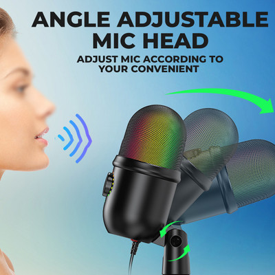 MOOZMOB Professional Wired USB Condenser Studio Mic Noise Reduction for Gaming Singing Microphone
