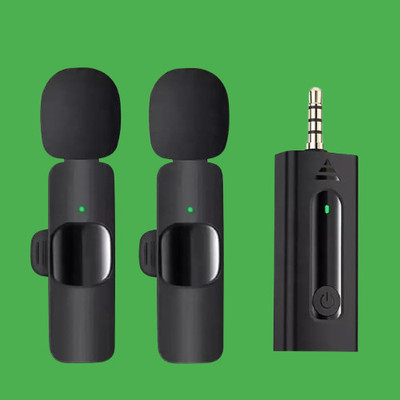 MOBONE K35 3.5mm Aux Dual Receivers (2 -Mics, 1 Input) Wireless Collar Microphone Microphone
