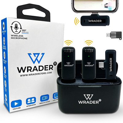 MOBIZAC Professional Grade Dual Wireless Mic with Charging Case for Type C Mobile and iPhone Lavalier Microphones(Black)