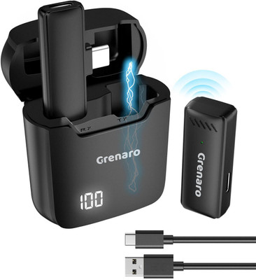 Grenaro Wireless Mic with Digital Display Charging Case, Type-C Android (Singel Android) Microphone