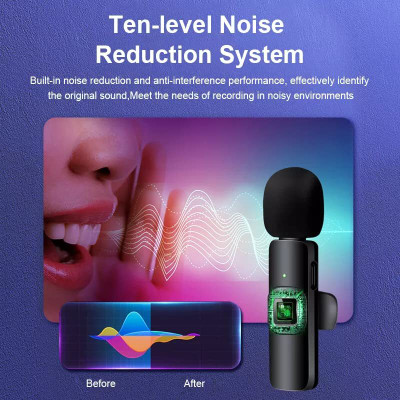 SSUPRENO Lavalier Wireless K9 Dual Microphone Compatible for i Phone & Android Microphone