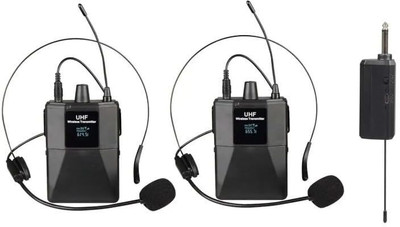KH UHF Wireless Microphone System Portable Professional Cordless Set with 2 Headset Microphone
