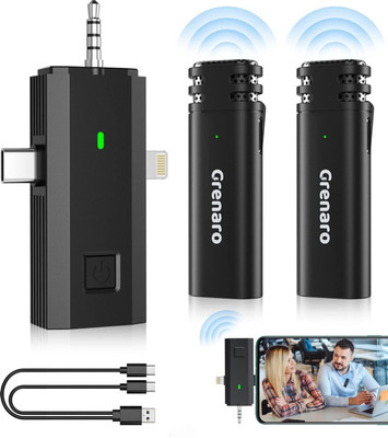 Grenaro Mic For Youtube, 3 in 1 Wireless Mike for Vlogging for DSLR Camera Plug/Phones Microphone
