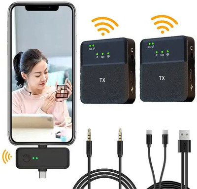 WRADER Dual Wireless Mic with Noise Reduction + KTV Reverberation Mic for All Devices Microphone