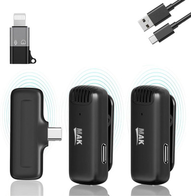 MAK MK-14 Dual Wireless Mic with 3 Level Active Noise Cancellation (Type C/ iOS) Microphone