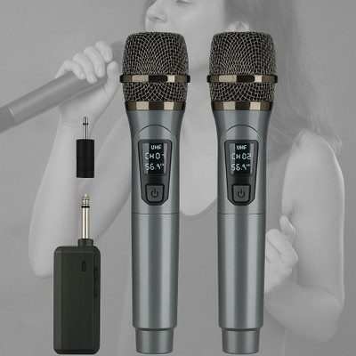 MOBIZAC DYNAMIC Dual Wireless Karaoke UHF Mic with Receiver for Singing DJs Stage Voice Microphone
