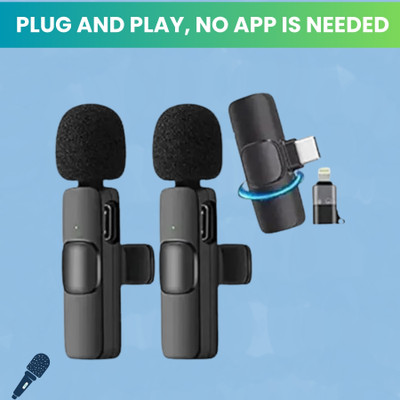 Clairbell K9 Dual Wireless Microphone, Bluetooth Collar Mic for Interview/YouTubeI409 Microphone