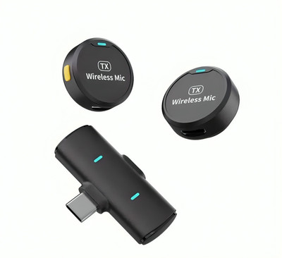 HRYFiNE 2in1 Magnetic Collar Mic voice recorder With iOs & Type C Device Supported Microphone