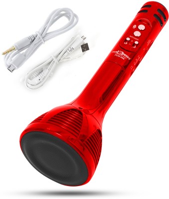 Pick Ur Needs Superier Quality Wireless Bluetooth Microphone Connection Player Speaker 2-in1 With Recording + USB+FM Microphone(Red)