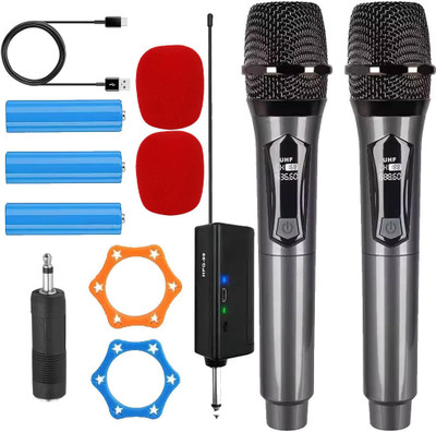 IMAGINEA UHF Microphone Dynamic Dual Wireless Mic with Rechargeable Receiver 160 ft Range Microphone