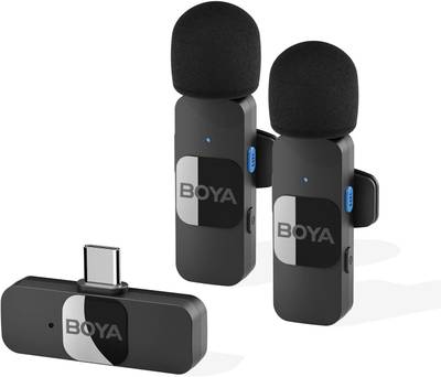 BOYA BY-V20 2.4 ghz Omnidirectional Wireless Microphone System with 2 Transmitters. Microphone