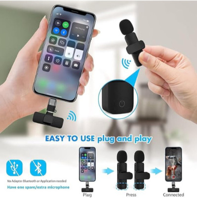 YAROH WN-K9 Wireless Lapel Microphone K9 USB C Cordless Clip On Mic Microphone