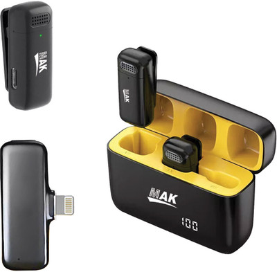 MAK Wireless Lavalier mic with charging case Lapel Mic for IOS Android Microphone