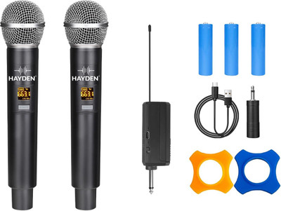 KH HY-59 Dual Wireless Mic, Microphone, UHF Karaoke Dynamic mic with Type C Microphone