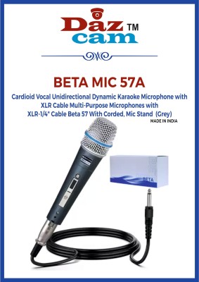 Daz Cam BETA 57A Cardioid Vocal Unidirectional Dynamic Karaoke Mic with 1/4'' XLR Cable Microphone