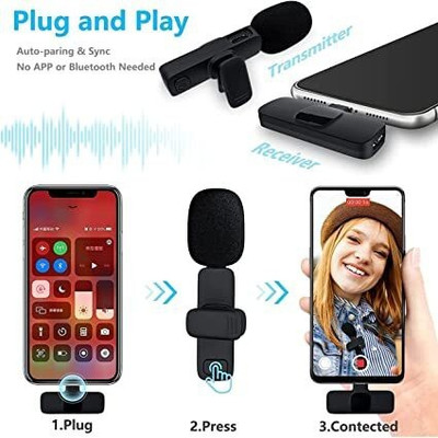 aybor K8 Wireless Collar Micmicrophone Collar and Type C Microphone Microphone