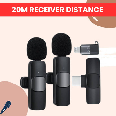 Clairbell K9 Dual Wireless Microphone, Bluetooth Collar Mic for Interview/YouTubeI392 Microphone