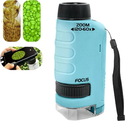 Etzin Miniscope Pocket Microscope for Kids with 60x-120x Magnification Mini Labsters Microscope Slide Box