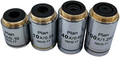 Paul Optical And Scientific Works Plan Achromatic Objective Lens Set (4X, 10X, 40X, 100X Oil) Microscope Slide Box