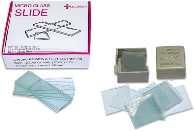 Clear & Sure Frosted Microscope Glass Slide Pack of 50 and Microscope Cover Slips Pack of 100 Microscope Slide Box