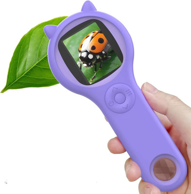 QAWACHH Kids Pocket Microscopes Magnifying Glass with Led Light Insect Viewer Microscope Slide Box