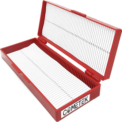 Comet Slide Box with Hinged Cover, 50 Slide Capacity - Polypropylene Microscope Slide Box