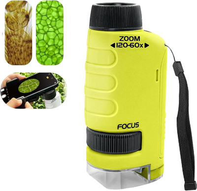 Etzin Miniscope Pocket Microscope for Kids with 60x-120x Magnification Mini Labsters Microscope Slide Box