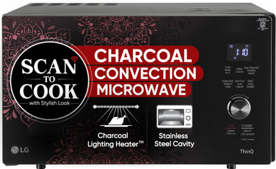 LG 28 L Heart Friendly Recipes and 360 Motorised Rotisserie for crispy and tasty bar-be-que recipes, Scan to Cook Wi-Fi Enabled Charcoal Convection Microwave Oven(MJEN286VIW, Black)