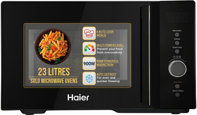 23 L 900W Magnetron Power 8 Auto Cook Menus Digital Control with Jog Dial 5 Power Levels Defrost Function HIL2301MBEJ Solo Microwave Oven(HIL2301MBEJ, Black)