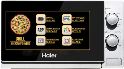 20 L 5 Power Levels, 3 Combination Cooking Quartz Grill Microwave Oven(HIL2002GSPB, SILVER)