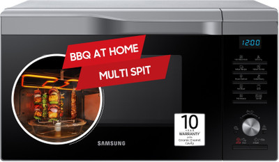 Samsung 28 L Hotblast, Slim Fry, Multi Spit, Curd Making, A Perfect Gift With 10 Yr Warranty Drop down door Convection Microwave Oven(MC28A6035QS/TL, Silver)