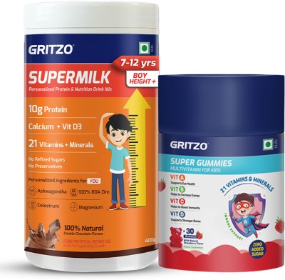 Gritzo SuperMilk Height+ (7-12y Boys), 10g Protein with Super Gummies(400 g)