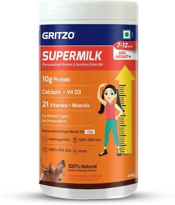 Gritzo SuperMilk Height+ (7-12y Girls), 10g Protein (Double Chocolate)(400 g)