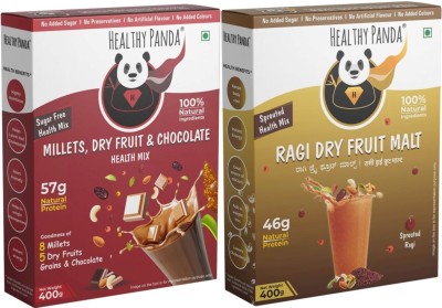 HEALTHY PANDA Sugar free Nutri Drink Combo for Kids & Adults (CHOCO MILLET+CLASSIC RAGI MALT)(2 x 400 g)